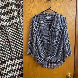 Layered houndstooth blouse